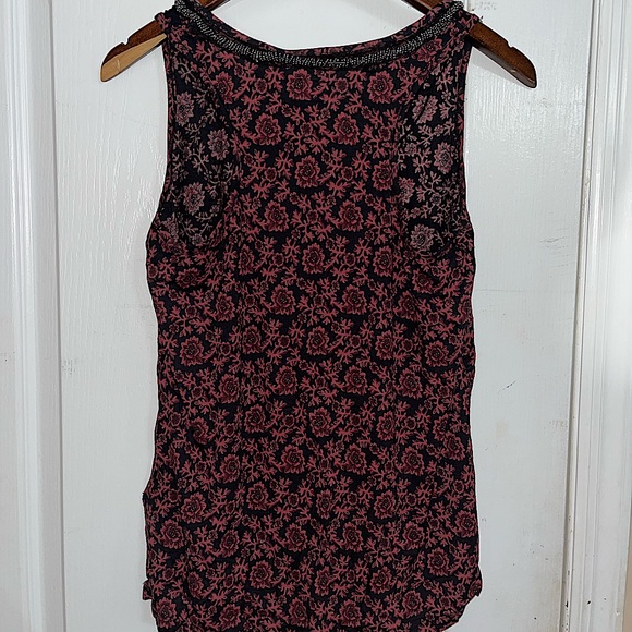 SuperDry Burgundy Floral Embellished Beaded Tank Top NWT — Medium - Picture 4 of 5